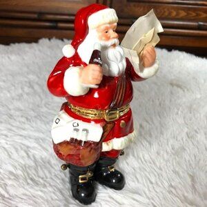 NWOT Vintage Coca-Cola Santa with His List Ceramic Keepsake Box